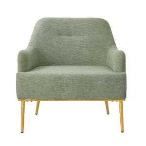 English Elm Modern Chenille Armchair with Curved Back Gold Legs Plush Accent Seat for Any Room Green N763P360684F