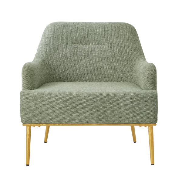 English Elm Modern Chenille Armchair with Curved Back Gold Legs Plush Accent Seat for Any Room Green N763P360684F