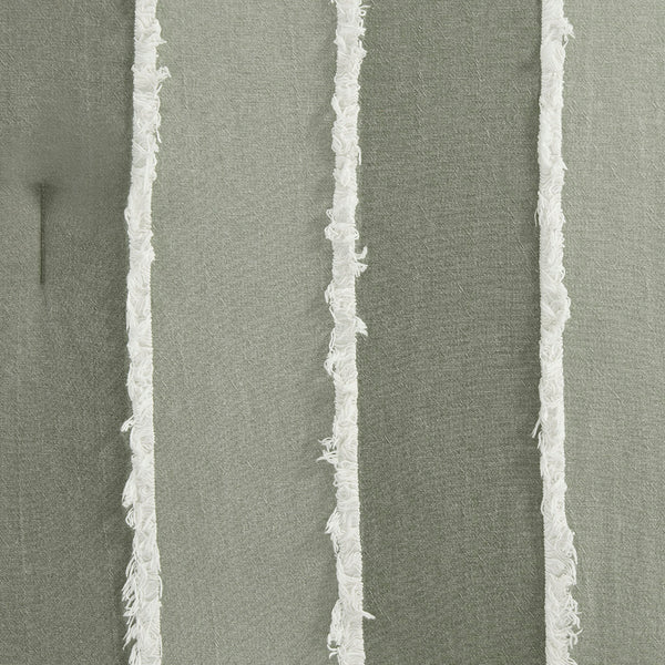 JLA Home INK+IVY - 3 Striped Cotton Comforter Set with Hypoallergenic Fill, OEKO-TEX Certified, Boho Jacquard Trim and Breathable Softness Sage II10-1321