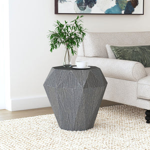 English Elm Pringle Octagonal Faceted Mango Wood Side Table — Gemstone-Inspired Sculptural Accent for Living Rooms Grey B062P299919