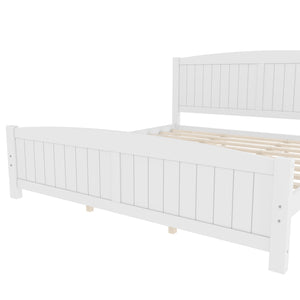 English Elm King Solid Wood Platform Bed with Slatted Support, Modern White Finish, No Box Spring Needed, Sturdy Design Light White W1580P374314