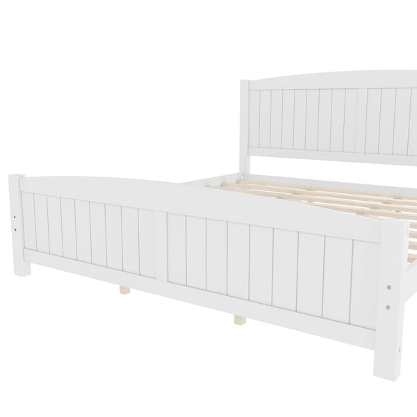 English Elm King Solid Wood Platform Bed with Slatted Support, Modern White Finish, No Box Spring Needed, Sturdy Design Light White W1580P374314