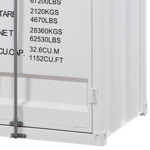 English Elm White Industrial Wardrobe with Full-Length Container Lock, Metal Shelf & Rod, Secure Modern Storage B062P185726