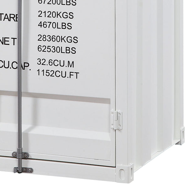 English Elm White Industrial Wardrobe with Full-Length Container Lock, Metal Shelf & Rod, Secure Modern Storage B062P185726