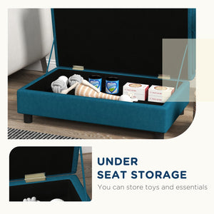 English Elm Pet Sofa with Lift Top Storage Tufted Flannel Cushion Eucalyptus Wood Frame Dark Blue T3971P406641
