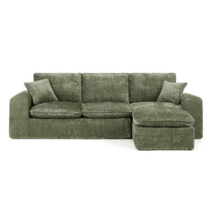 English Elm 107'' Boucle L-shaped Sectional with Reversible Chaise Deep Foam Seat Living Room Green W1413S00168