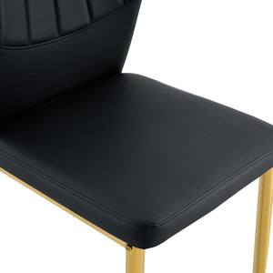 English Elm Table and Chair Set Marble Glass Top Gold Legs Modern 5 Piece Dining for Small Spaces Black,White+Gold W1151S04652