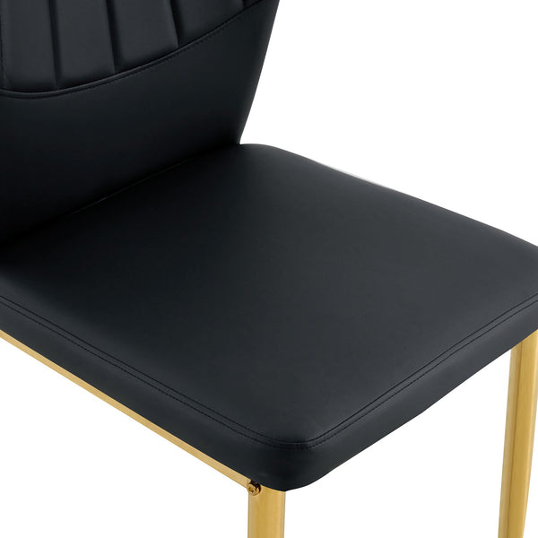 English Elm Table and Chair Set Marble Glass Top Gold Legs Modern 5 Piece Dining for Small Spaces Black,White+Gold W1151S04652