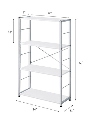 English Elm Tennos Modern White & Chrome Bookshelf - 4-Tier Sturdy Metal Frame, Minimalist 22"L x 13"H Storage B2726P266948