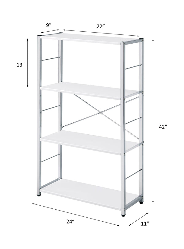 English Elm Tennos Modern White & Chrome Bookshelf - 4-Tier Sturdy Metal Frame, Minimalist 22"L x 13"H Storage B2726P266948