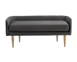 Sunpan Sammy Bench - Elegant Upholstered Seating with Gold Stainless Steel Legs for Stylish Interiors Grey Sky