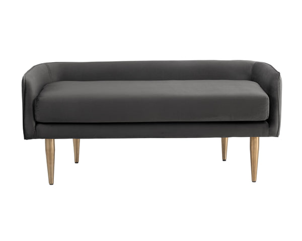 Sunpan Sammy Bench - Elegant Upholstered Seating with Gold Stainless Steel Legs for Stylish Interiors Grey Sky