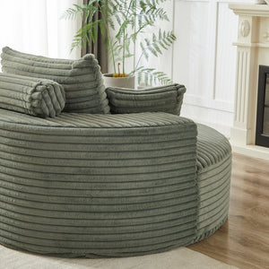 English Elm 55'l Chenille Round Sleeper Chair Fluffy Sculptural Seat for Living Room or Bedroom Green W834P401585