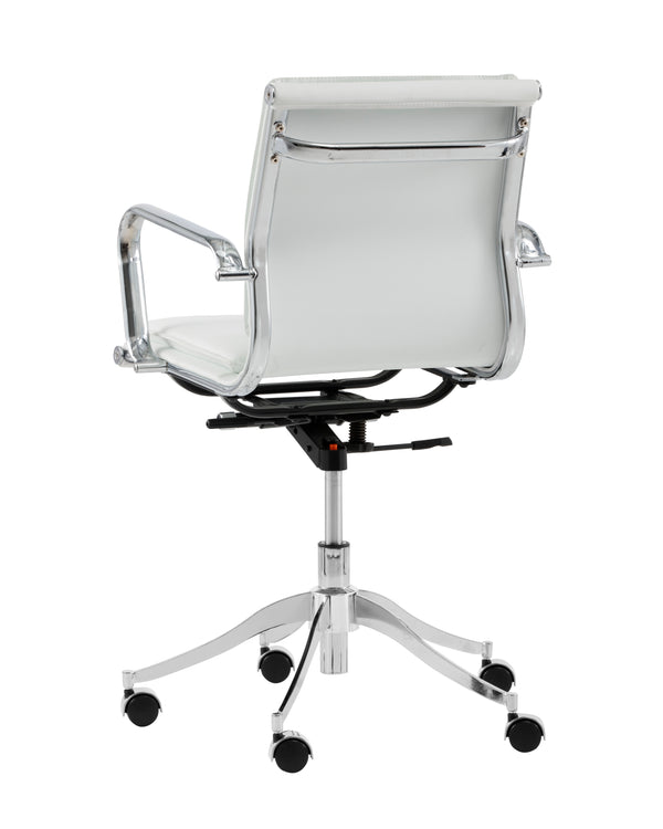 Sunpan Morgan Office Chair - Comfortable Faux Leather Design with Stainless Steel Frame for Modern Workspaces Snow