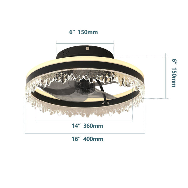 English Elm Modern Led Ceiling Fan With Remote – 16'' Dimmable Light, Whisper-Quiet Blades & Adjustable Colors W2312P368698