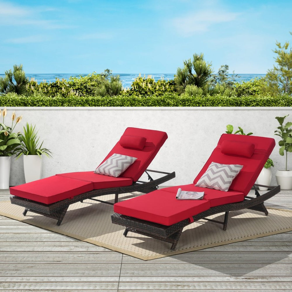 English Elm Outdoor Wicker Reclining Chair Set Of 2 – Stylish, Durable Lounge Chairs For Poolside & Garden Bliss W874P264725-GIGA