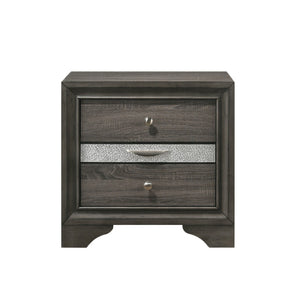 English Elm 2 Drawers With Jewelry Compartment Nightstand - Stylish Gray Storage Solution For Modern Bedrooms B016P253358