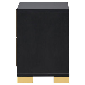 English Elm Jeremiah Matte Black Two-drawer Nightstand with Gold Bar Pulls Art Deco Bedroom B062P447810
