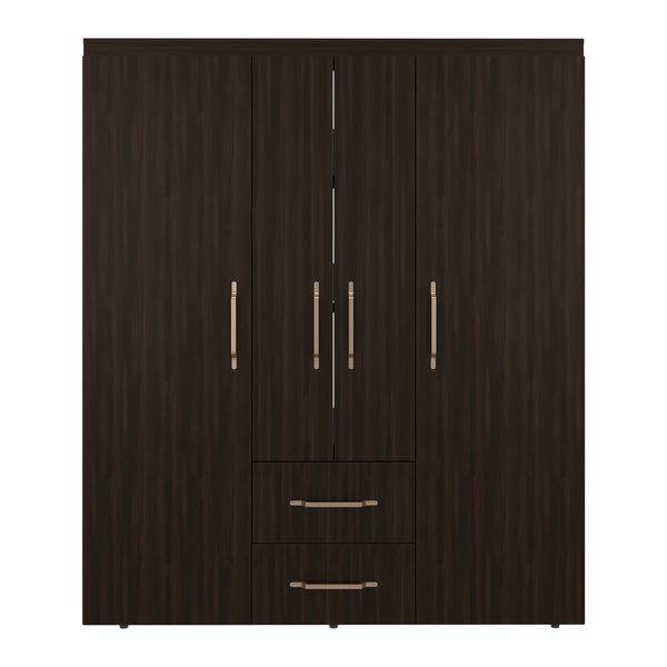 English Elm Bethel Slim Profile Wardrobe Armoire with Hanging Rods Open Shelves and Drawer B128S00245