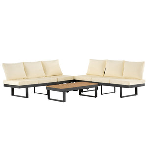 English Elm Outdoor Sectional Sofa Set - Stylish Modular Patio Seating With Adjustable Recline & Storage Solutions N719Z000170A-GIGA
