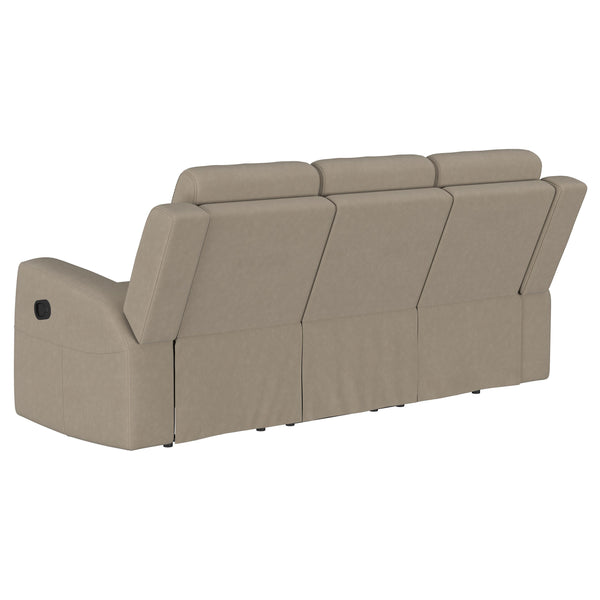 English Elm Slater Manual Reclining Sofa with Channel Tufted Back and Suede Leatherette Upholstery Taupe B062P440392