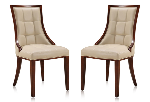 English Elm Fifth Avenue wood dining chair with walnut beech frame, plush stitched upholstery & velvet back, 300 lb capacity Cream B365P397806