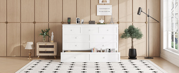 English Elm Murphy Cabinet Queen Bed Solid Pine Frame with Built-in Charging Station for Guest Rooms White W504S00164