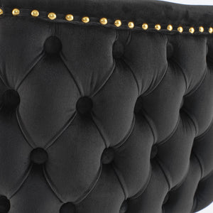 English Elm A&A Velvet Tufted Swivel Barstool with Ergonomic Back and Gold-Plated 17.7" Base, Set of 2 Black W1143P204044