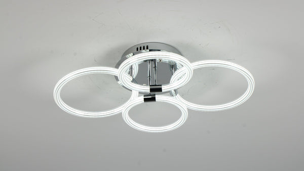 English Elm Modern Acrylic Ring Flush Mount Led Fixture Dimmable Remote Six Rings Four Heads T3177P283987