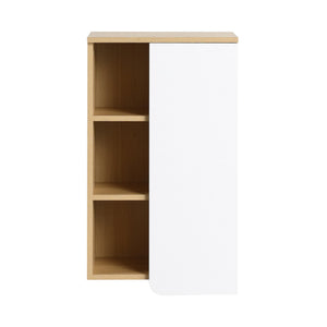 English Elm 16" Slim Wall Mounted Bathroom Cabinet Plywood Open Shelves Scandinavian Storage W3450P440614