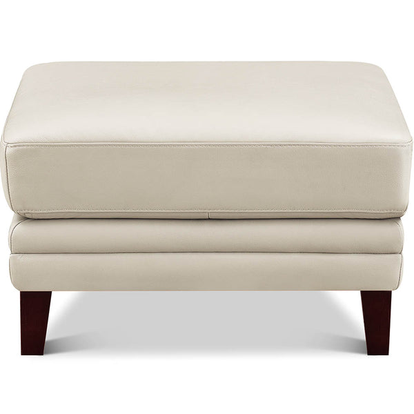 English Elm Westcott Leather Ottoman with Top-Grain Seating, Pocket Coil Comfort, Kiln-Dried Wood Frame for Durability Off White B2705P338116