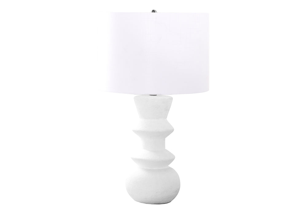 English Elm Lighting, Geometric Cream Ceramic Table Lamp with Ivory Drum Shade for Bedside or Office B2710P221319