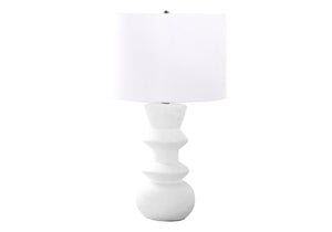 English Elm Lighting, Geometric Cream Ceramic Table Lamp with Ivory Drum Shade for Bedside or Office B2710P221319