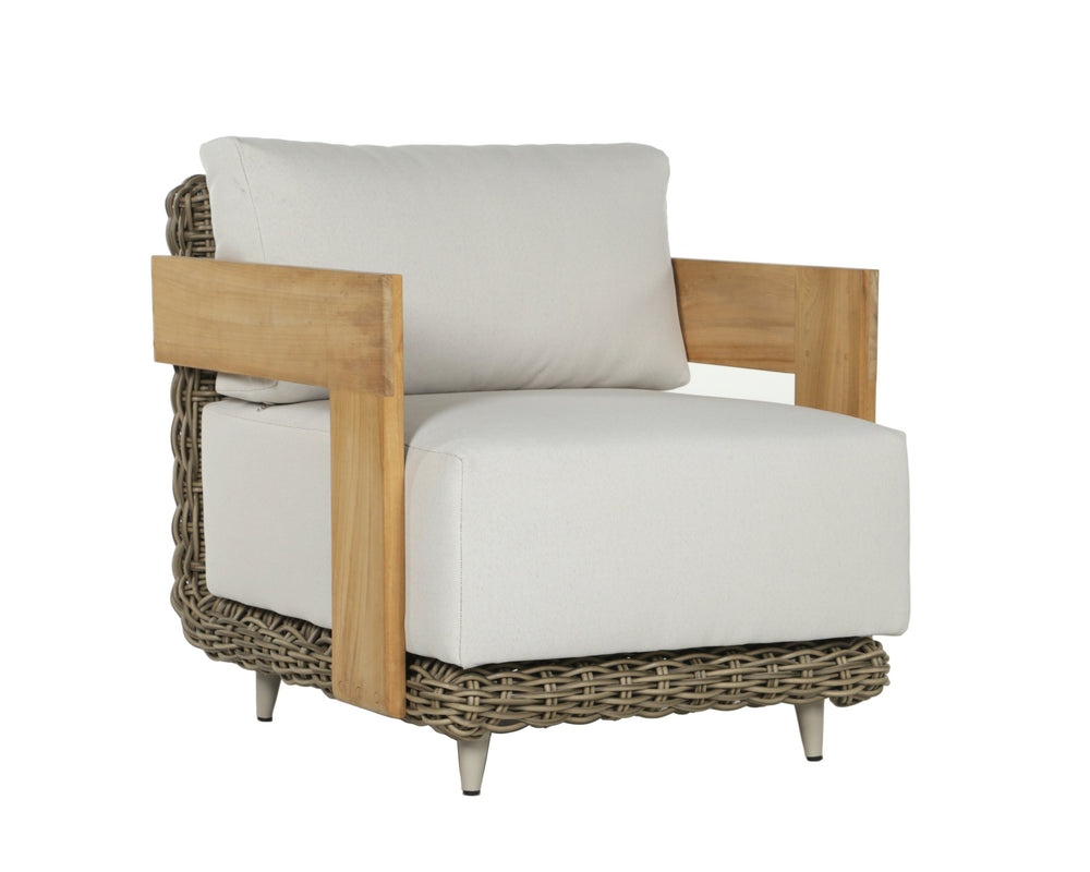 Sunpan Potenza Outdoor Armchair - Elegant Palazzo Cream, Teak Wood, Eco-Friendly Design for Ultimate Comfort