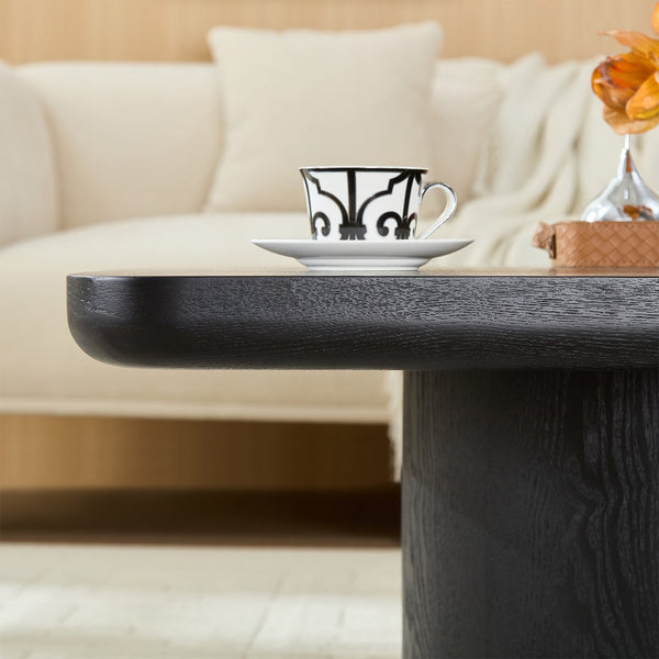 English Elm Square Herringbone Parquet Veneer Coffee Table Low Profile Contemporary Living Room Black W2085P384785