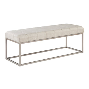 English Elm Modern Upholstered Bench with Channel Tufting and Plush Foam Seat on Sleek Metal Frame for Entryway Beige,Champagne 50.5 L x 20 W x 10.5 H B011P361971