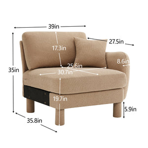English Elm Lucas Boucle Polyester Sofa with Curved Arms Foam Cushions and Toss Pillows Included W3041P337364