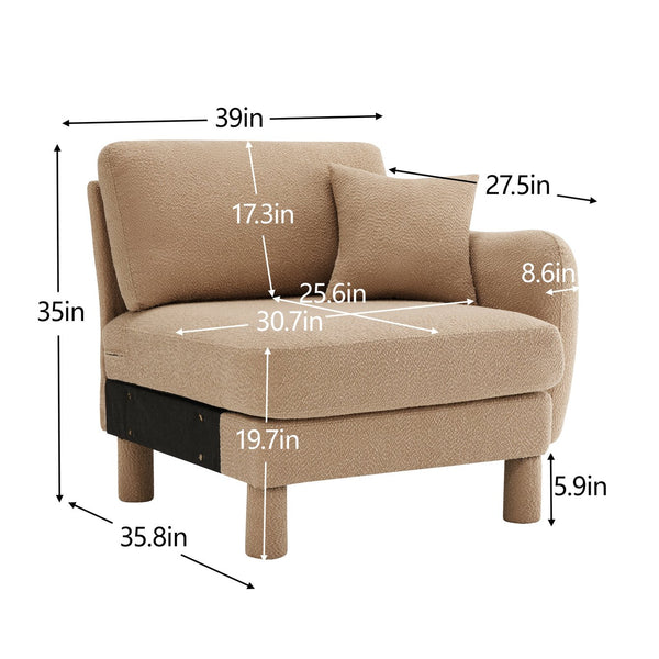 English Elm Lucas Boucle Polyester Sofa with Curved Arms Foam Cushions and Toss Pillows Included W3041P337364