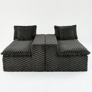 English Elm Luxury Turtle Velvet Multifunctional Sofa - Modular 4-Seat Design, Ergonomic Sponge Cushions, 400lbs Capacity, Stylish Living Room Centerpiece W3371S00035