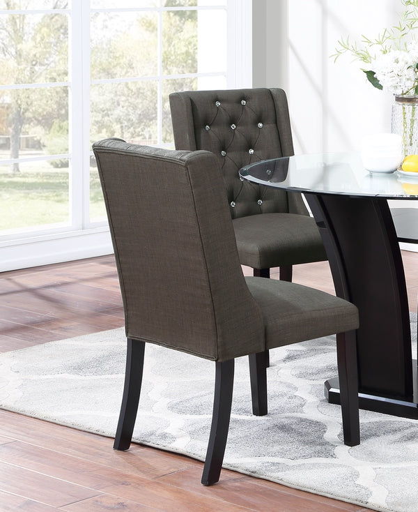 English Elm Modern Fabric Tufted Dining Chairs Set of 2, Ash Black Wingback Accent Seats, Rubberwood & MDF, 20"H Seat Durable Upholstery Comfort Stylish Design B011P194025