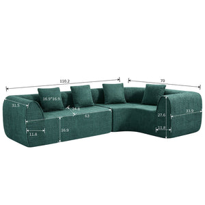 English Elm 110" Curved Modular Sectional Sofa Low Profile Foam Cushions for Contemporary Living Blue,Green N767P366011G