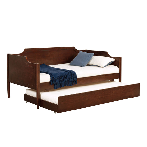 English Elm Wood Twin Daybed with Trundle Cherry Veneer Camelback Frame for Guest Rooms B016P460713