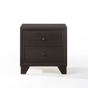 English Elm Espresso Two-Drawer Nightstand with Dovetail Drawers & Metal Glides, 22"W x16"D x22"H — Elegant Storage Piece B011P317180