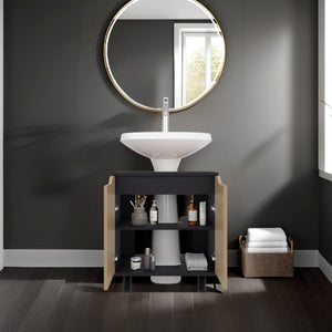 English Elm Natural Under Sink Storage Cabinet with Double Doors, Adjustable Shelves, Durable Melamine Finish Oak,Wenge B062P380955