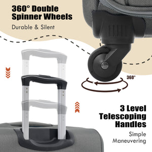 English Elm Softside Expandable Spinner Luggage Set with Tsa Lock Duffel Polyester Travel Grey N732P201004A