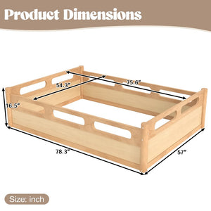 English Elm Twin Low Profile Floor Bed with Guardrails Pine Wood Frame Minimalist Bedroom Natural W1580P438793