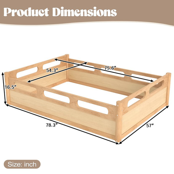 English Elm Twin Low Profile Floor Bed with Guardrails Pine Wood Frame Minimalist Bedroom Natural W1580P438793