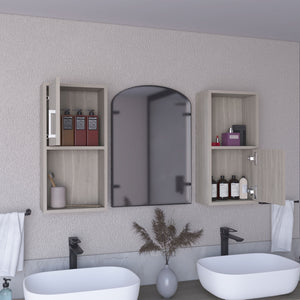 English Elm Wall Mounted Bathroom Medicine Cabinet White Oak 24" H – Compact 2-Door, 4-Shelf Engineered Wood Storage B097P199745