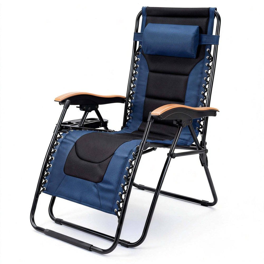 English Elm Oversized Zero Gravity Patio Recliner Breathable Mesh Seat Wood Arms 400 Lb Capacity W5159P431467