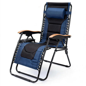 English Elm Oversized Zero Gravity Patio Recliner Breathable Mesh Seat Wood Arms 400 Lb Capacity W5159P431467